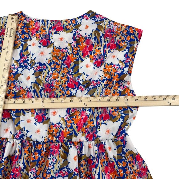 Floral Sleeveless Peplum Top NWT XOXO Backyard Boutique Size Large - Picture 2 of 7